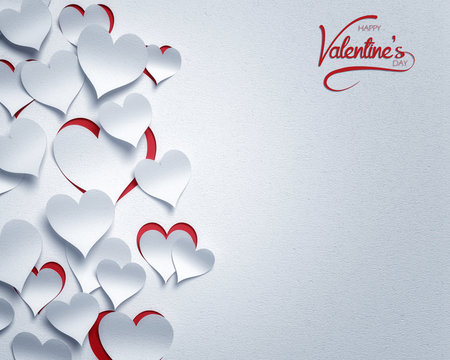 paper hearts valentine's day  - 3D romantic card / background ( love , valentine )