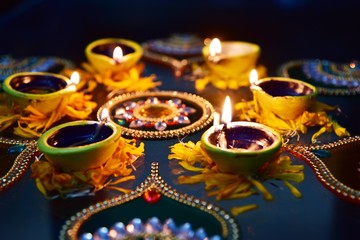 Fototapeta na wymiar Earthen Lamp, Diwali festival