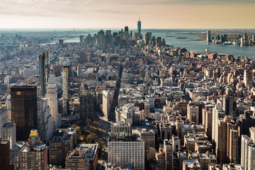 Panoramic view of Manhattan filled with tourists in New York City