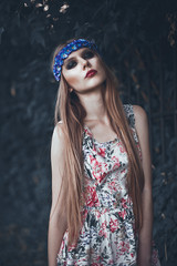 Fototapeta premium Portrait of Fashion Beautiful Woman on Nature. Pure Beauty Mode