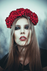 Portrait of Fashion Beautiful Woman on Nature.  Pure Beauty Mode