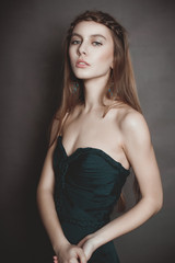 Portrait of beautiful sensual woman with elegant hairstyle. Even