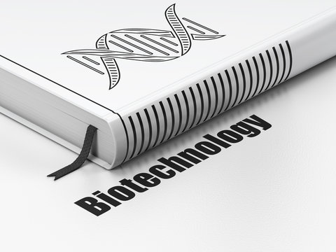 Science concept: book DNA, Biotechnology on white background