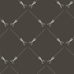 Scissors Seamless Pattern Isolated on Grey Background.