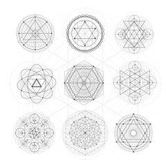 Fototapeta premium Sacred geometry signs. Set of symbols and elements. Alchemy, religion, philosophy, spirituality, hipster symbols and elements. geometric shapes