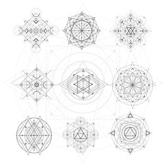 Sacred geometry signs. Set of symbols and elements. Alchemy, religion, philosophy, spirituality, hipster symbols and elements. geometric shapes