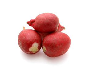 Fresh Red Radishes Isolated on White Background