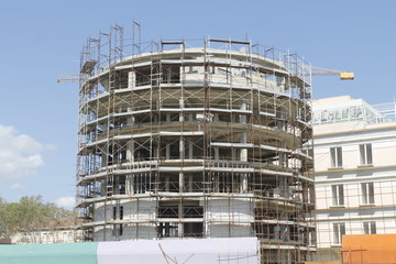 modern architecture in construction on the beach
