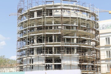 modern architecture in construction on the beach