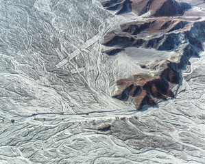 Lines and Geoglyphs in the Nazca desert. It is a designated UNESCO World Heritage Site - Peru,...