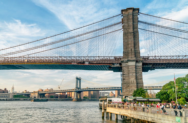Fototapeta premium Brooklyn Bridge. The bridge is often featured in wide shots of the New York City skyline in television and film. 