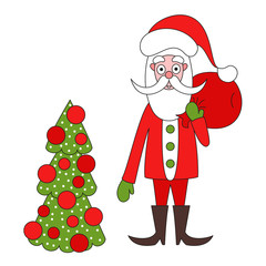 Santa Claus and Christmas tree