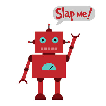 Vector illustration of a toy Robot and text Slap me!