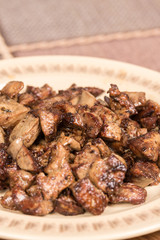Fried chicken liver served on the plate