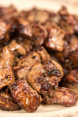 Macro closeup fried chicken liver