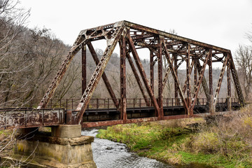 Train bridge over river