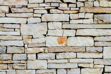 Close-up of wall of irregular white stones