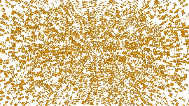Concentric waves of brown light and dark pixels, video animation