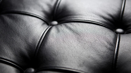 closeup of black leather couch