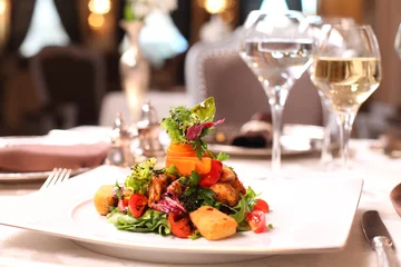 Gordijnen Fine dining - vegetable salad with parmesan © Adi