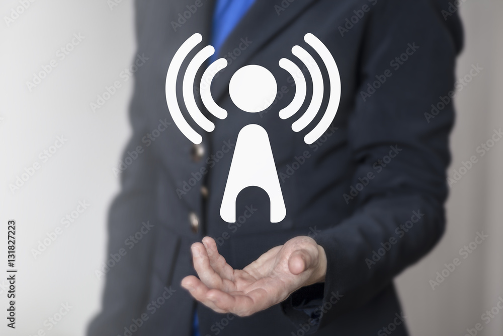 Poster antenna wifi business communication internet of things (iot) mobile smart device control concept. wi