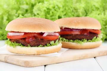 Hamburger frische Fleisch Tomaten Salat