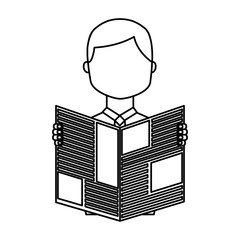 man reading newspaper icon vector illustration design