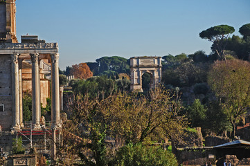 Roma, i Fori imperiali al tramonto
