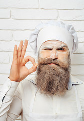 Man with flour on face