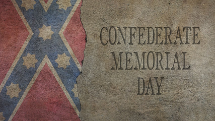 Confederate Memorial Day. Flag and Cracked Concrete