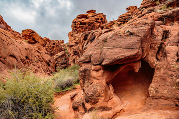 Valley of Fire State Park, Nevada, USA - December 23, 2106:  Panorama of the many spectacular red rock formations found in this state park located 55 miles northeast of Las Vegas.
