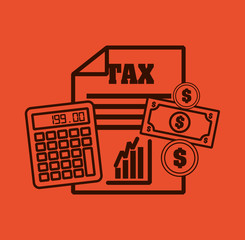 tax time flat line icons vector illustration design