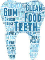 tooth shaped vector tag cloud vector illustration - dental care concept