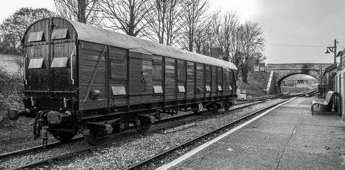 Naklejka na ściany i meble traditional carriage on train track