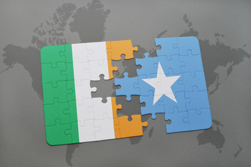puzzle with the national flag of ireland and somalia on a world map © luzitanija