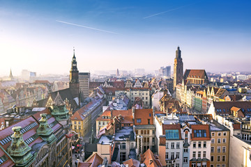 Fototapeta na wymiar Panorama of Wroclaw Old Town, Poland
