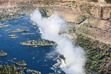 The Victoria falls is the largest curtain of water in the world (1708 m wide). The falls and the...