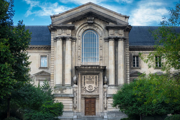 Justice palace back entrance cathedral side in Reims, France