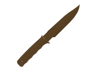 3d illustration of scratched knife. white background isolated. icon for game web.