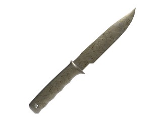 3d illustration of scratched knife. white background isolated. icon for game web.