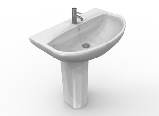 3d illustration of modern wash basin. white background isolated. icon for game web.