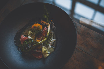 Healty food on glass table