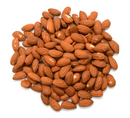 Almonds nuts isolated on white background