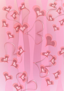 Pink hearts on a pink background