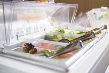 Catering buffet table with a delicious food.