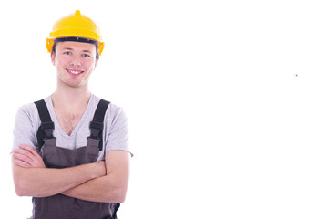 Bauarbeiter mit gelbem Bauhelm