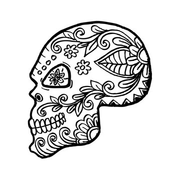 Hand drawn Skull in zentangle style
