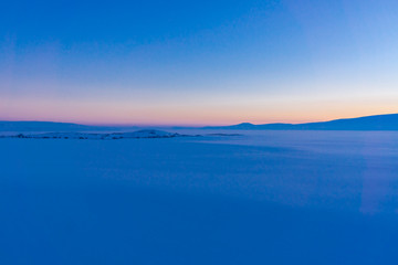 Colorful Sunset Over Frozen Cildir Lake, Kars - Turkey