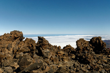 Fototapeta na wymiar Mt Tiede Tenerife with Clouds and fog