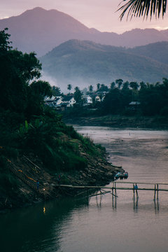 Laung Prabang and the Mekong River at Sunset